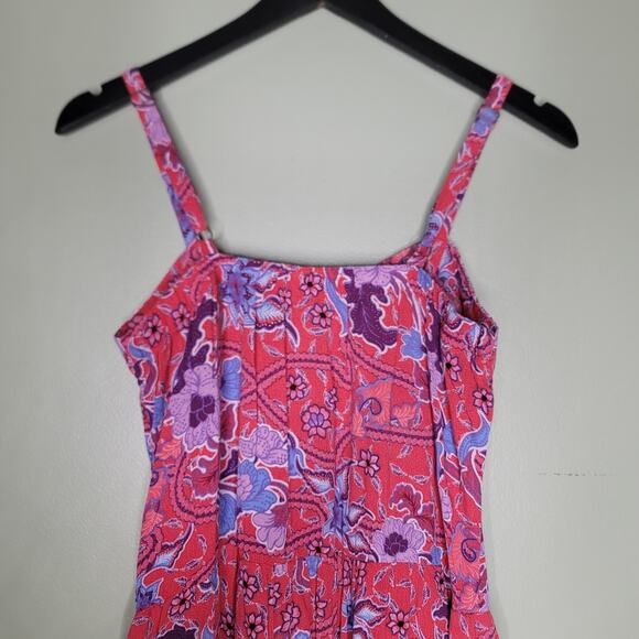 Knox Rose Multi Pink Floral Dress Small Boho Tiered Midi Dress Adjustable Pocket - Picture 4 of 7